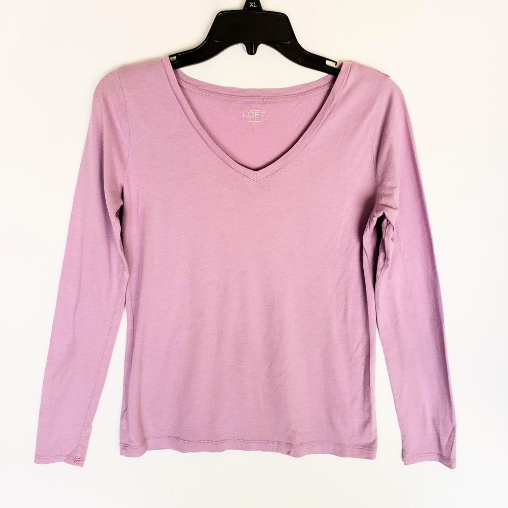 LOFT Lavender Long Sleeve Tee - Picture 1 of 3